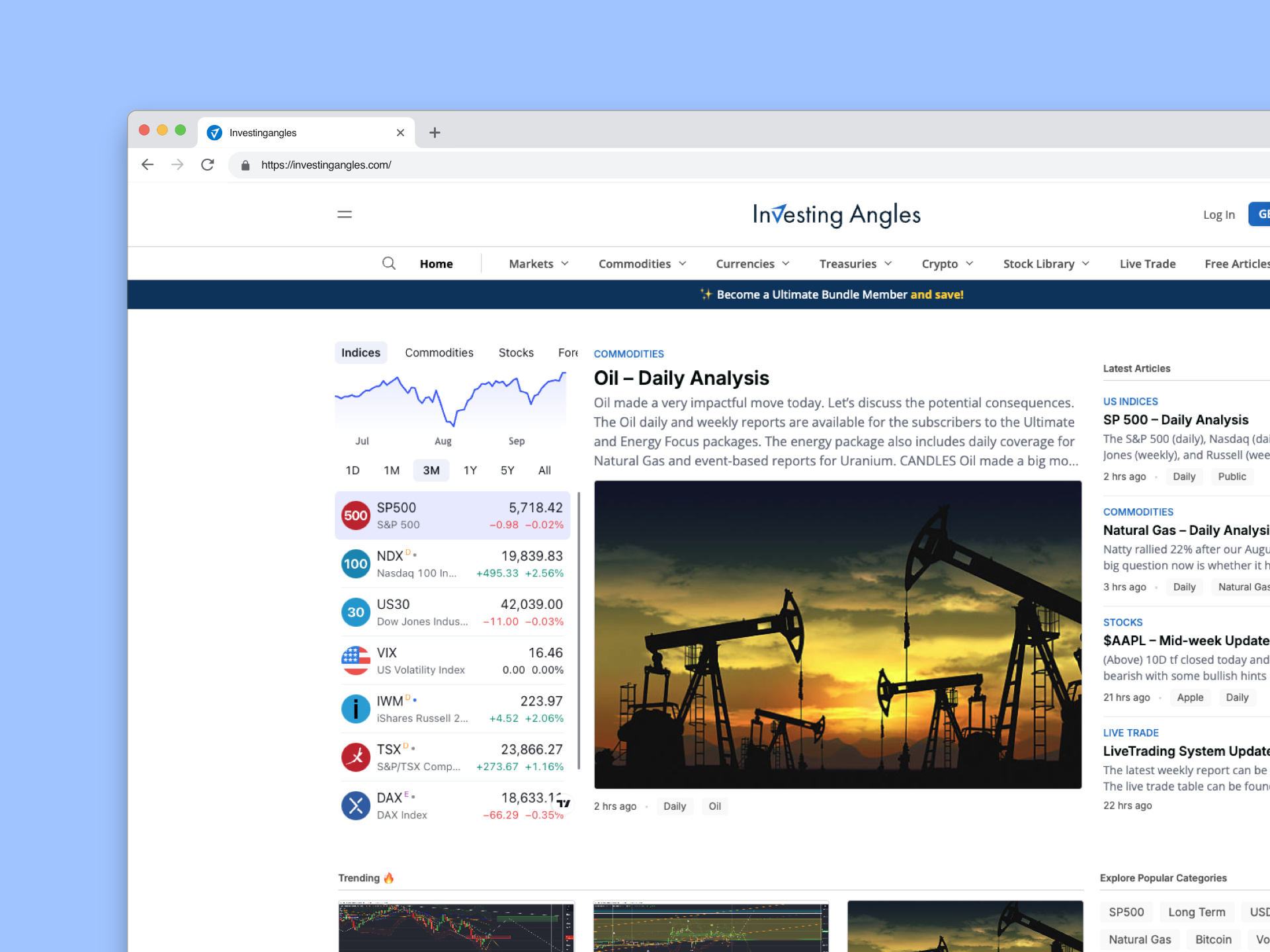 Screenshots of Investing Angles redesigned website on mobile and desktop